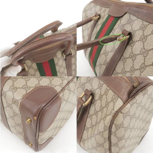 💎✨BEAUTIFUL✨💎 GUCCI Sherry Old Gucci GG Supreme Leather Boston Bag - Picture 15 of 17